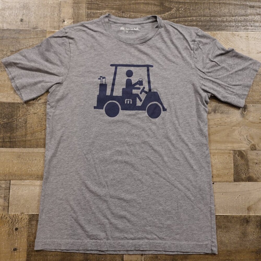 Travis Mathew graphic tee men's‎ medium Race you heather gray